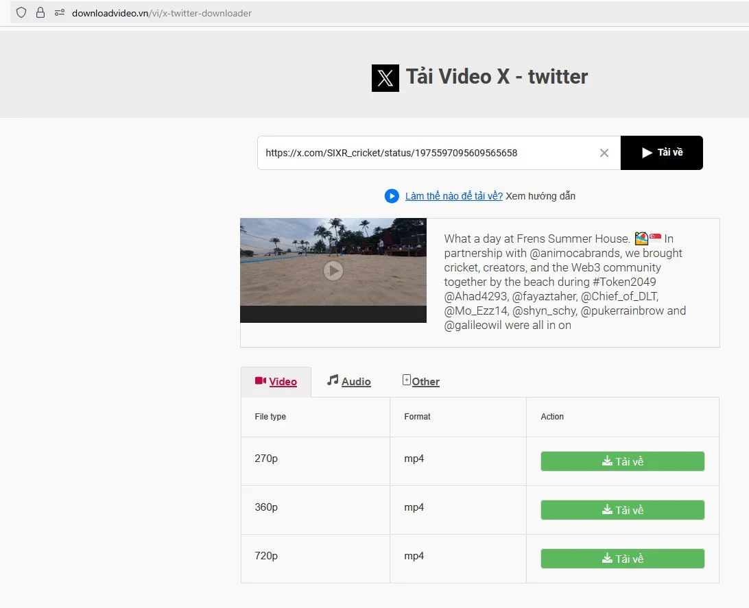 X Downloader – giao diện tải video Twitter/X
