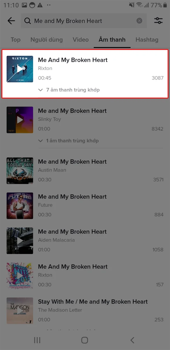 Dùng âm thanh đó để quay video