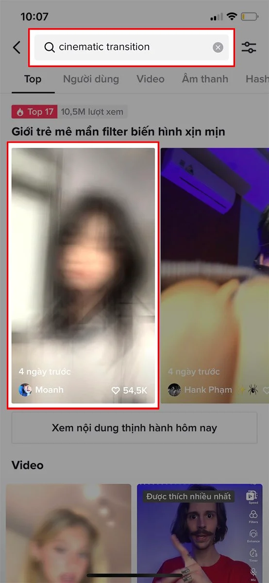 Nhập từ khóa “cinematic transition”