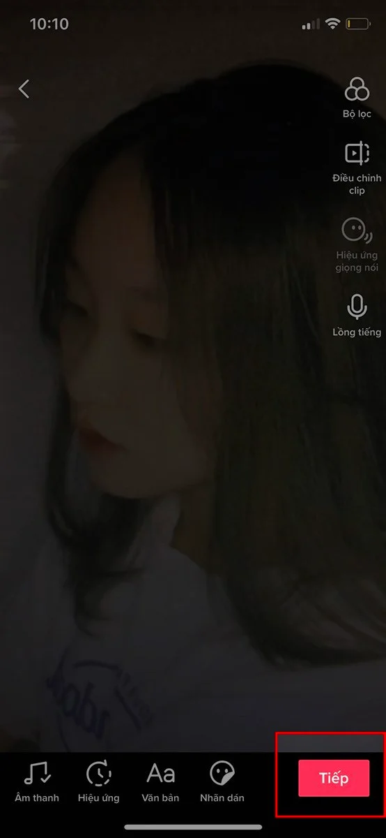 Tùy chỉnh hiệu ứng và chọn Tiếp