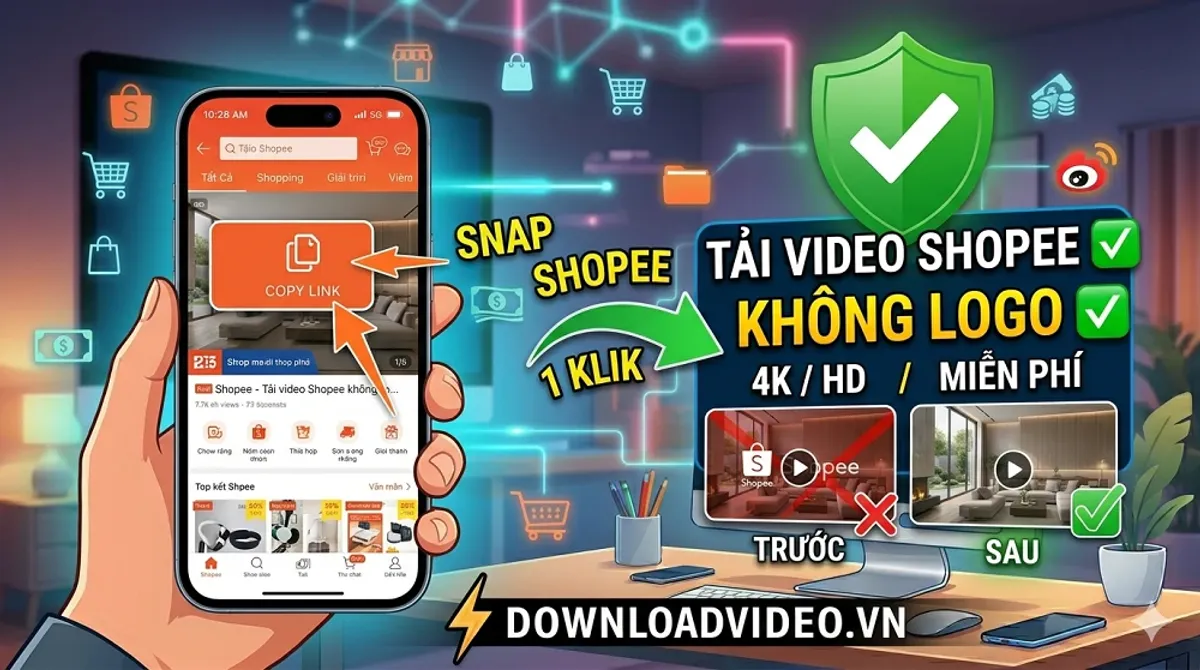 Cách đối chiếu watermark video Shopee trước và sau khi tải